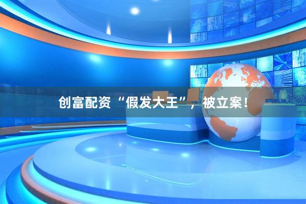 创富配资 “假发大王”，被立案！