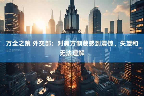 万全之策 外交部：对美方制裁感到震惊、失望和无法理解