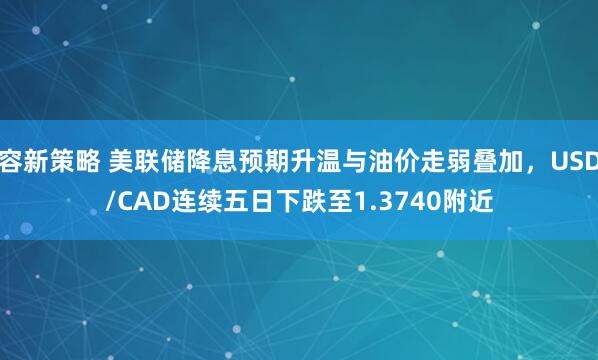 容新策略 美联储降息预期升温与油价走弱叠加，USD/CAD连续五日下跌至1.3740附近